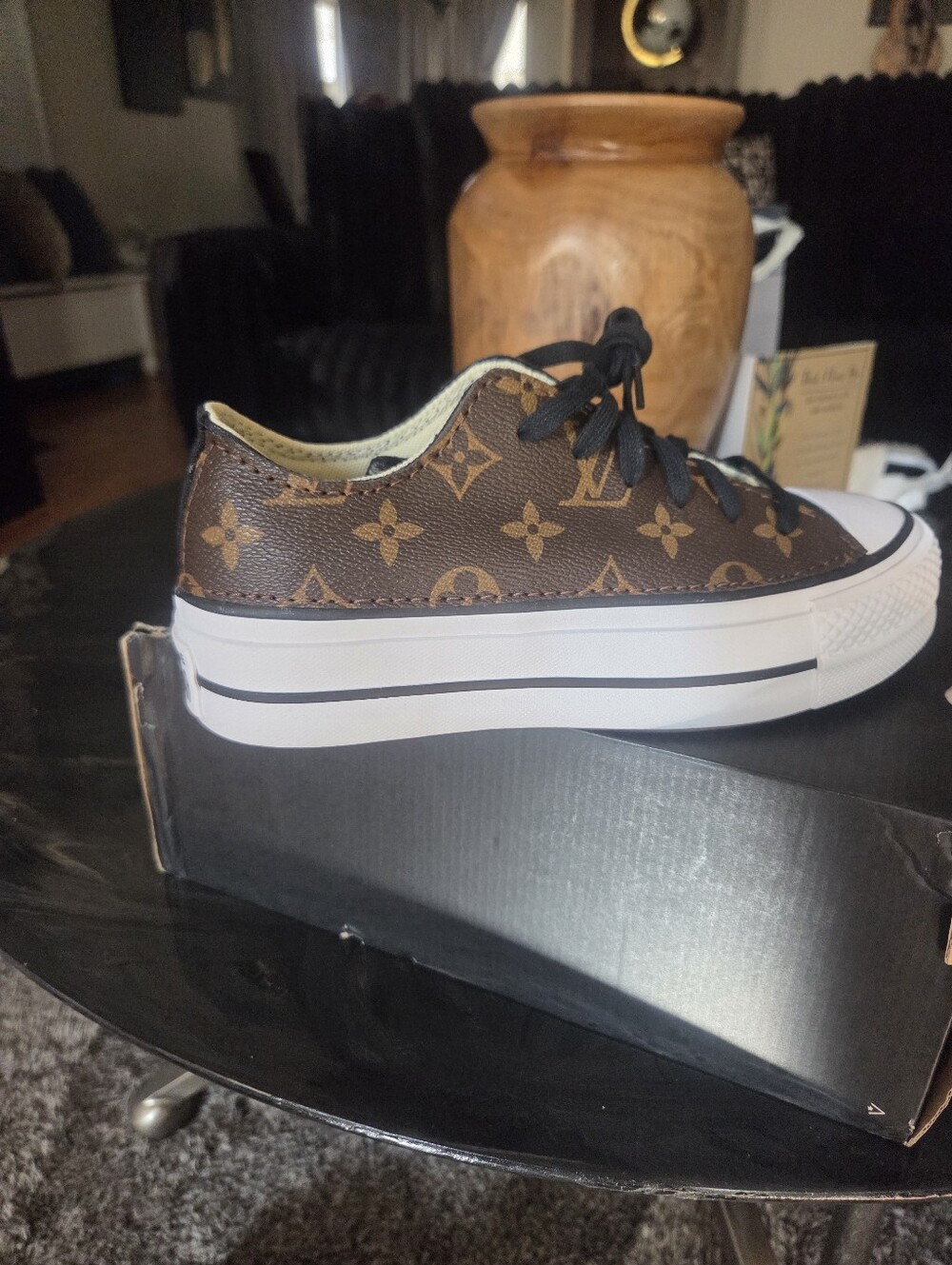 Custom Made Louis Vuitton Monogram Low-Top Platform Sneaker - Brown